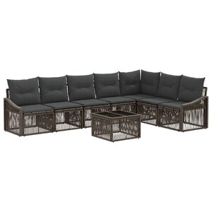 vidaXL Ensemble de canapé de jardin 8 Pièces Gris polyrotin