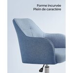 Fauteuil de bureau chaise pivotanteconfortable siège ergonomique réglable en hauteur charge 120 kg cadre enacier tissu imitation lin pour bureau bleu 12_0005884