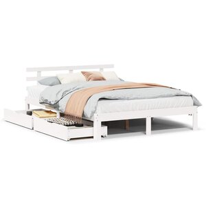 vidaXL Cadre de lit avec tiroirs sans matelas blanc 140x200 cm