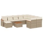 vidaXL Salon de jardin 11 Pièces avec coussins beige résine tressée