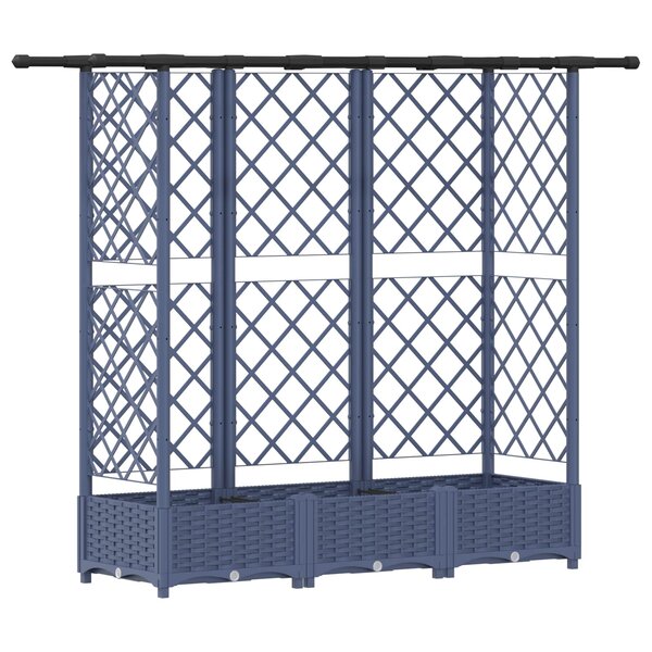 vidaXL Lit Élevé avec Treillis et Toit Gris 164 x 40 x 121 cm PP