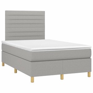 vidaXL Sommier à lattes de lit et matelas gris clair 120x190 cm tissu