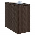 vidaXL Table d'appoint de jardin avec dessus en verre marron rotin