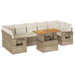 vidaXL Salon de jardin avec coussins 8 Pièces beige résine tressée