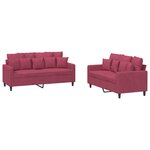 vidaXL Ensemble de canapés 2 Pièces avec coussins Rouge bordeaux Velours