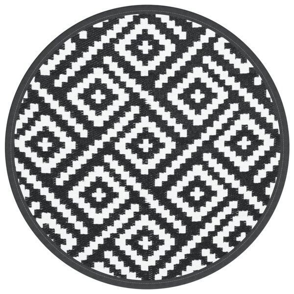 vidaXL Tapis d'extérieur blanc et noir Ø120 cm PP