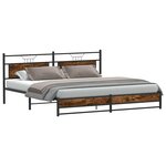 vidaXL Cadre de lit en métal sans matelas chêne fumé 193x201 cm
