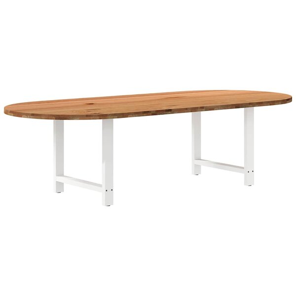 vidaXL Table à manger marron clair bois de chêne massif ovale