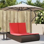 vidaXL Chaise longue double avec coussins marron résine tressée
