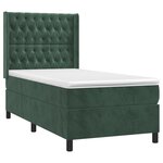 vidaXL Sommier à lattes de lit matelas LED Vert foncé 90x190cm Velours