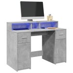 vidaXL Bureau et lumières LED gris béton 120x55x91cm bois d'ingénierie