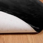 vidaXL Tapis en Fourrure Synthétique de Lapin Noir Ø 160 cm Polyester