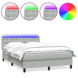 vidaXL Sommier à lattes de lit et matelas et LED gris clair 160x220cm velours