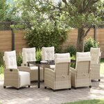 vidaXL Ensemble de jardin 7 pièces Beige Poly Rattan