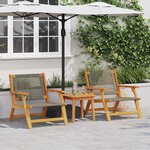 vidaXL Chaises de Jardin avec Table - 3 pièces en Bois d'Acacia Massif Gris