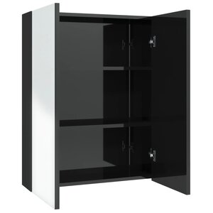 vidaXL Armoire à miroir de salle de bain 60x15x75 cm MDF Noir brillant