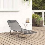 vidaXL Chaise longue pliante Gris 182 x 55 x 85 5 cm Textilène