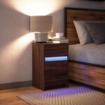 vidaXL Armoire de chevet et lumières LED chêne marron bois ingénierie