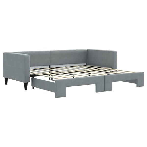 vidaXL Lit de jour avec lit gigogne gris clair 100x190 cm tissu