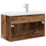 vidaXL Meuble lavabo avec bassin et robinet intégrés vieux bois