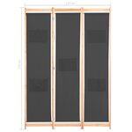vidaXL Cloison de séparation 3 panneaux Gris 120x170x4 cm Tissu