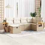 vidaXL Salon de jardin avec coussins 6 Pièces beige résine tressée