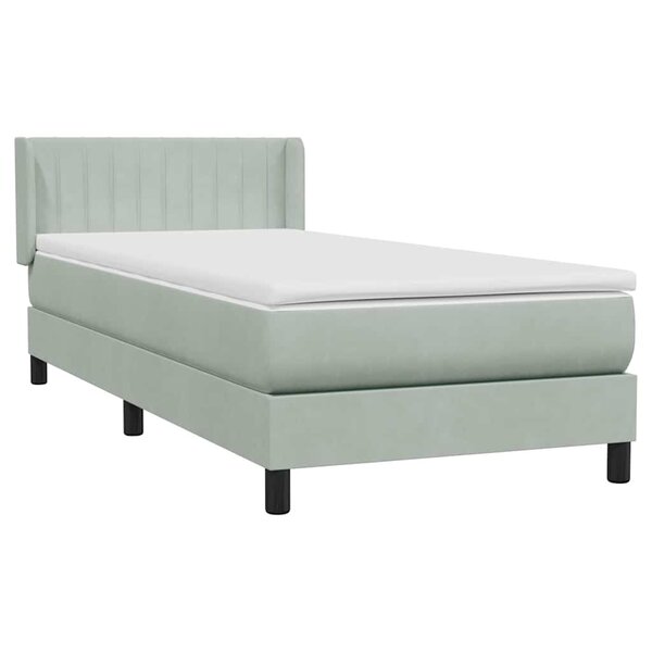 vidaXL Sommier à lattes de lit et matelas gris clair 90x220 cm velours