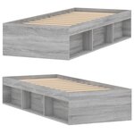 vidaXL Cadre de lit sonoma gris 75x190 cm petit simple