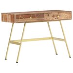 Bureau table poste de travail meuble d'ordinateur informatique étude avec tiroirs 100 x 55 x 75 cm bois solide brun 02_0023460