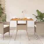 vidaXL Table de jardin beige 80x80x75 cm résine tressée et bois acacia