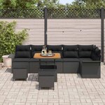 vidaXL Ensemble de canapé de jardin 9 Pièces Noir polyrotin