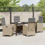 vidaXL Ensemble de salle à manger de jardin 5 pièces avec coussins en poly rattan beige
