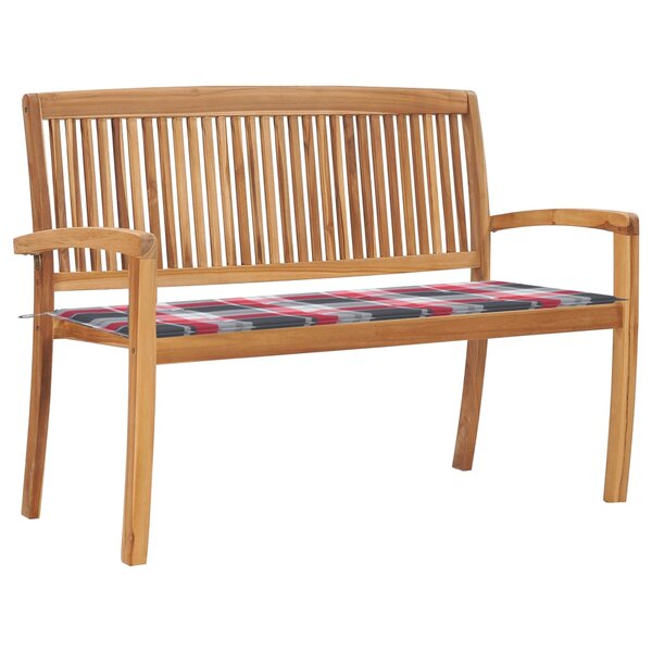 vidaXL Banc de jardin empilable et coussin 128 5cm Bois de teck massif