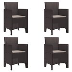 vidaXL Ensemble de Salle à Manger de Jardin 5 Pièces avec Coussins Brun Poly Rattan