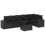 vidaXL Salon de jardin 7 Pièces avec coussins noir résine tressée