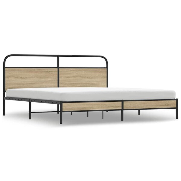 vidaXL Cadre de lit en métal sans matelas chêne fumé 183x213 cm