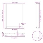 vidaXL Pieds de table à manger en U 3 pièces Noir 70 x (72-73) cm Acier