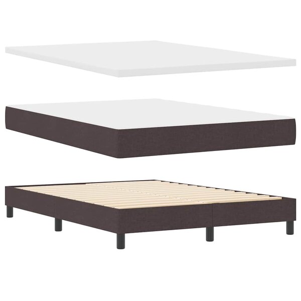 vidaXL Lit boxspring avec matelas Marron foncé 140 x 190 cm tissu