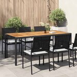 vidaXL Table de jardin 190x90x75 cm Résine tressée et bois acacia Noir