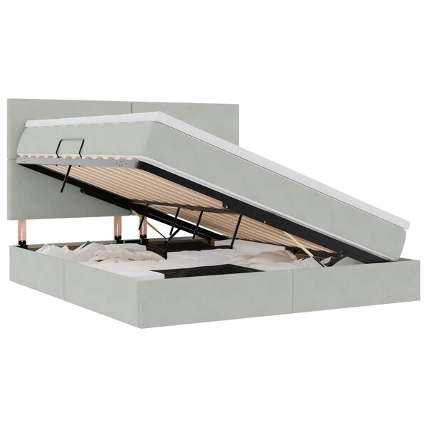 vidaXL Lit avec rangement et matelas Gris clair 180 x 200 cm Velours