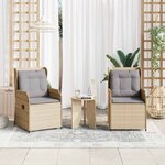 vidaXL Banc de jardin 2 Pièces Beige polyrotin