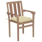 vidaXL Chaises de jardin lot de 2 et coussins blanc crème Teck massif