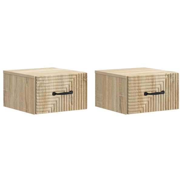 vidaXL Cabinet de chevet mural 2 Pièces Chêne Sonoma 34 5 x 33 x 20 cm