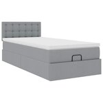 vidaXL Cadre de lit ottoman et matelas gris clair 90x190 cm tissu