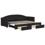 vidaXL Lit de jour avec gigogne et tiroirs noir 80x200 cm tissu