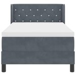 Lit à ressorts box avec matelas gris foncé 90x190 cm en velours