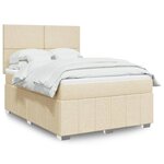 vidaXL Sommier à lattes de lit avec matelas Crème 140x200 cm Tissu
