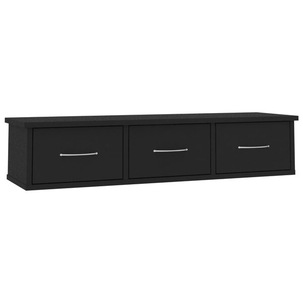 vidaXL Étagère murale avec tiroirs Noir 88x26x18 5cm bois d'ingénierie