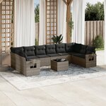 vidaXL Salon de jardin 11 Pièces avec coussins gris résine tressée