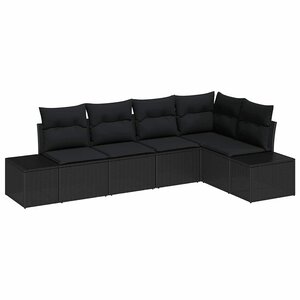 vidaXL Ensemble de canapé de jardin 5 Pièces Noir polyrotin